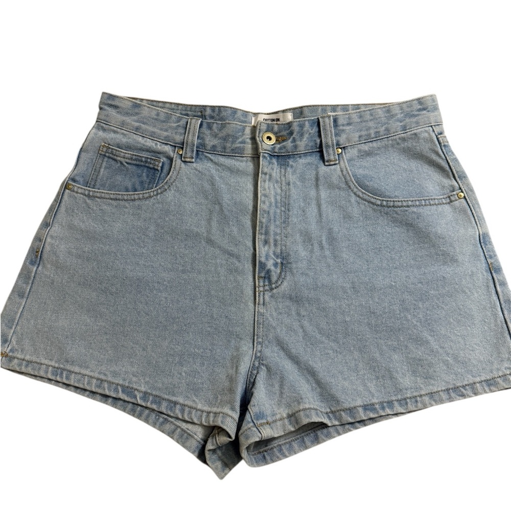 Cotton On High Rise Mom Light Blue Jean Shorts Size 10